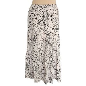 Saltwater LUXE Black and Cream Polka Dot Midi Skirt Sz XS